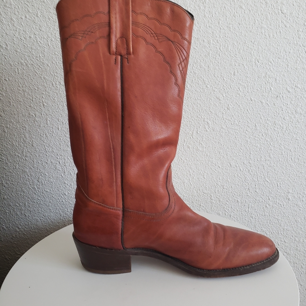 Frye Chestnut Brown Leather Western Pull-On Boots - Picture 8 of 15
